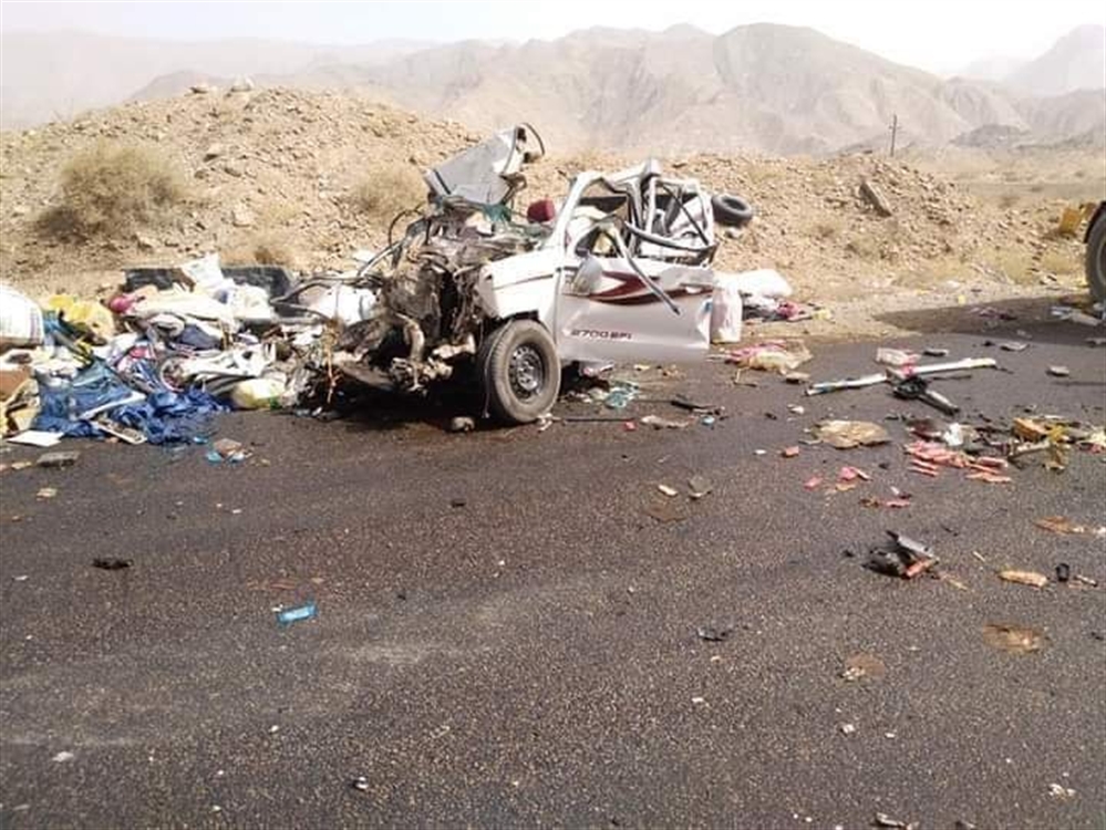 وفاة 5 مسافرين بحادث مروري مروع بين مأرب والبيضاء