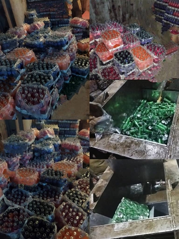 تعز.. اتلاف 853 كرتون مشروبات غازية منتهية الصلاحية