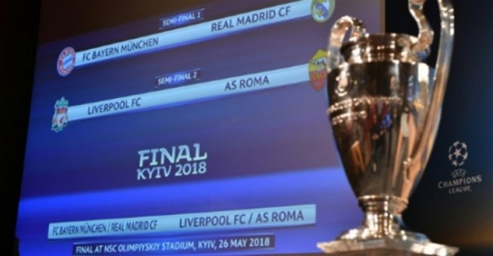 بايرن ميونيخ-ريال مدريد وليفربول-روما في نصف نهائي دوري أبطال أوروبا