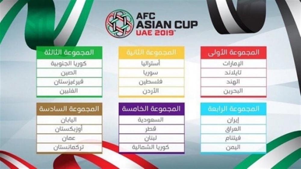 اليمن في المجموعة الرابعة إلى جانب إيران والعراق وفيتنام بكأس أمم آسيا