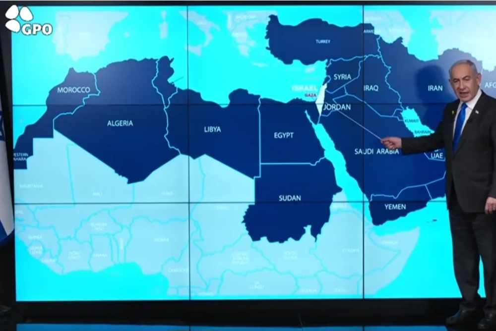 تصريح نتنياهو عن "إسرائيل الكبرى" يثير غضبا واسعا بين المغردين