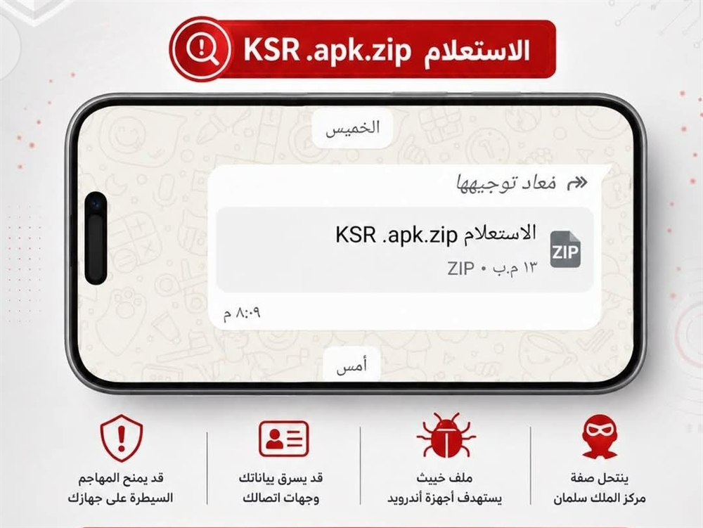 تحذيرات من تطبيق تجسس ينتحل صفة مركز الملك سلمان للإغاثة ويستهدف مستخدمين في اليمن